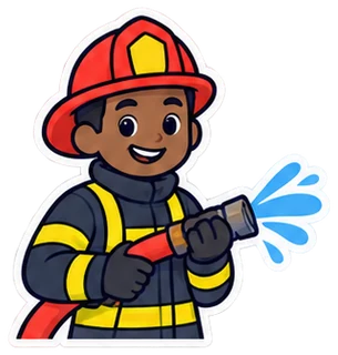 firefighter: bombero, bombera en inglés (dibujo)