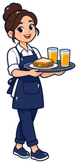 waiter: camarero, camarera en inglés (dibujo)
