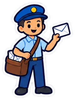 mail carrier: cartero, cartera en inglés (dibujo)