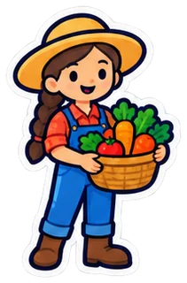 farmer: granjero, granjera en inglés (dibujo)