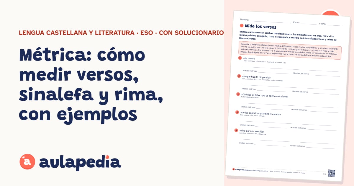 Metrico Ritmo Y Rima Métrica: cómo medir versos, sinalefa y rima, con ejemplos