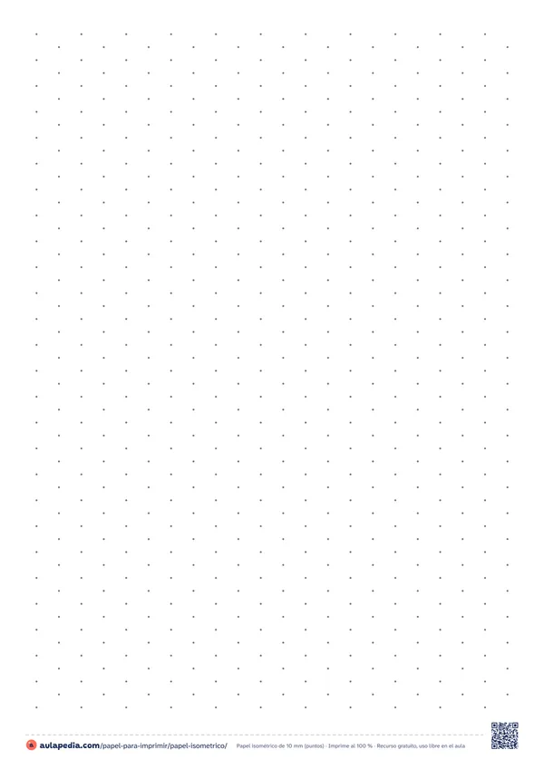 Papel isométrico para imprimir, isométrico de puntos (1 cm): vista de la hoja completa
