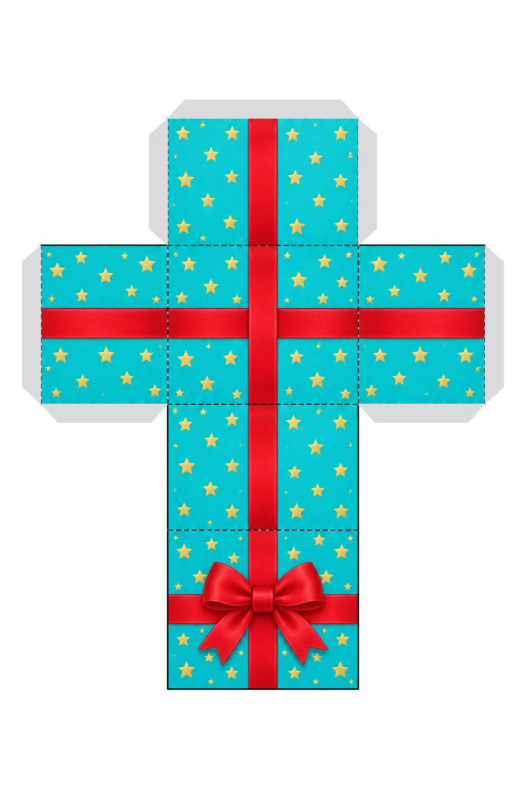 Desarrollo plano de caja de regalo con sus pestañas