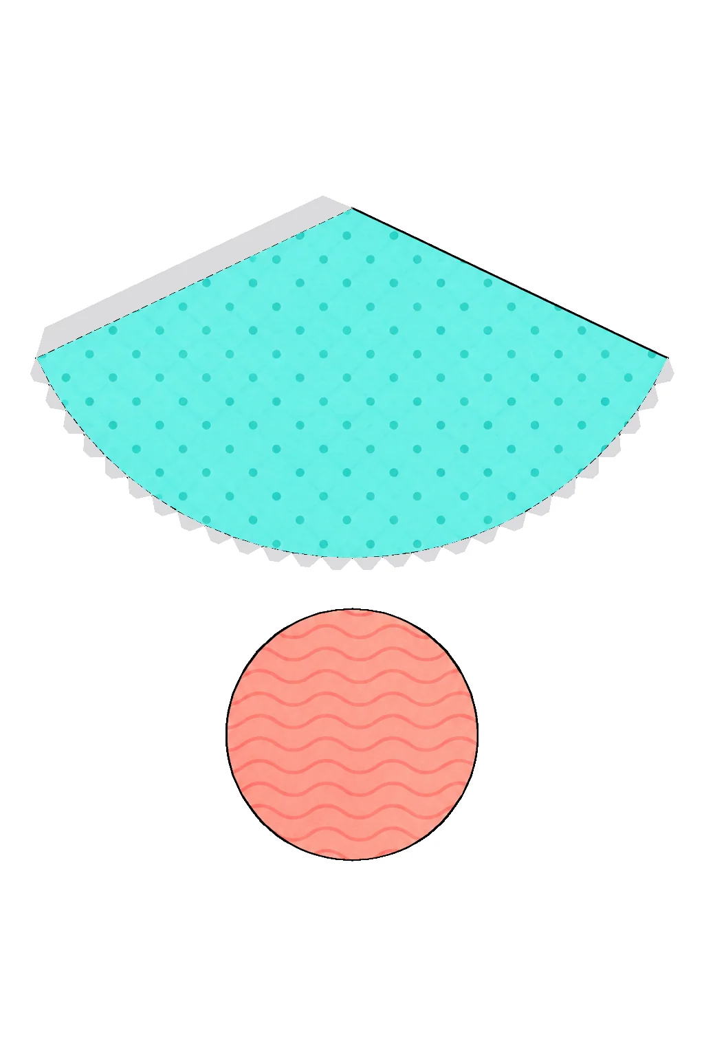 Desarrollo plano de cono con sus pestañas