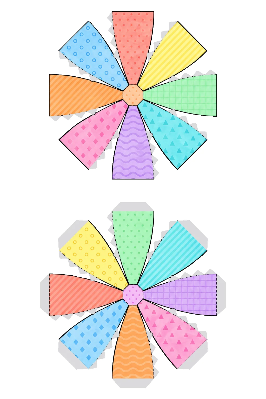 Desarrollo plano de esfera con sus pestañas