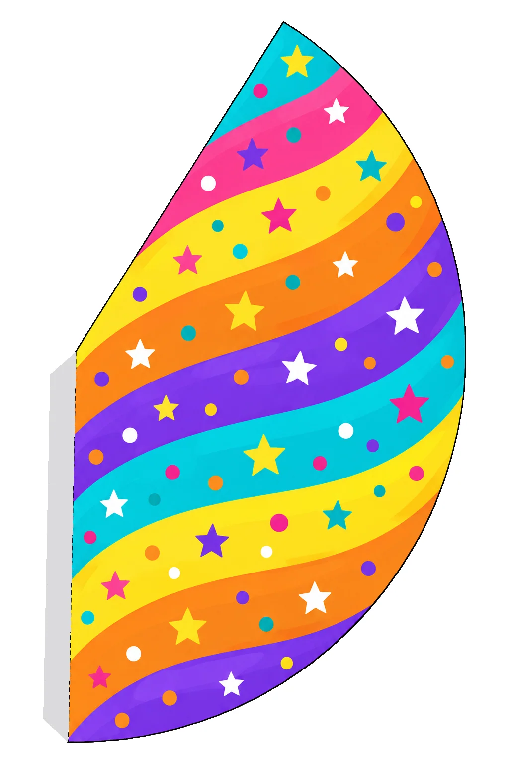 Desarrollo plano de gorro de fiesta con sus pestañas