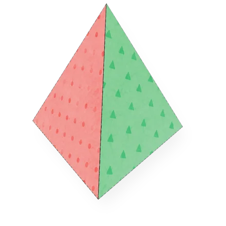 Pirámide triangular de papel ya armado
