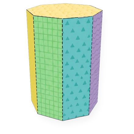 Prisma octagonal de papel ya armado