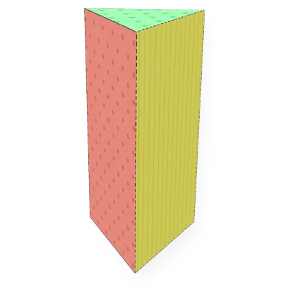 Prisma triangular de papel ya armado