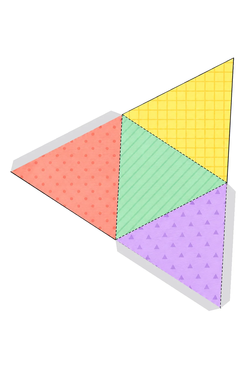 Desarrollo plano de tetraedro con sus pestañas