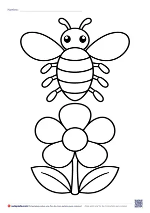 Vista previa de «Abeja sobre una flor de cinco pétalos»