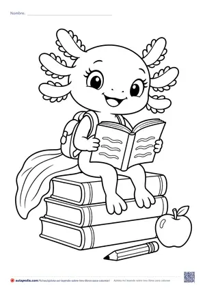 Vista previa de «Ajolota Axi leyendo sobre tres libros»