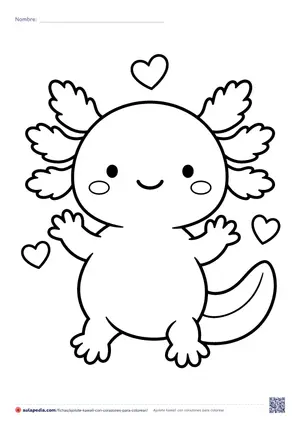 Vista previa de «Ajolote kawaii con corazones»