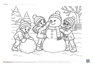 Vista previa de «Amigos haciendo un muñeco de nieve»