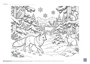 Vista previa de «Animales del bosque en invierno»