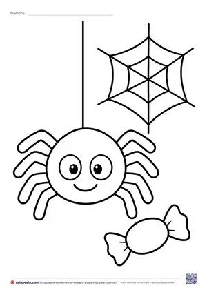 Vista previa de «Araña sonriente con telaraña y caramelo»