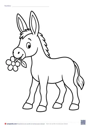 Vista previa de «Burro con una flor en la boca»