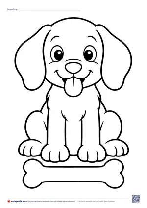 Vista previa de «Cachorro sentado con un hueso»