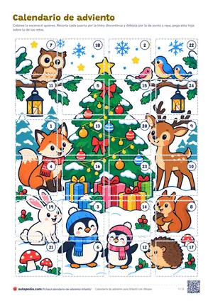 Vista previa de «Calendario de adviento para Infantil con dibujos»