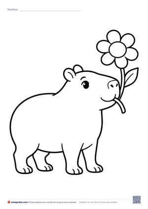 Vista previa de «Capibara con una flor en la boca»