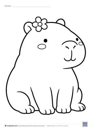 Vista previa de «Capibara kawaii con una flor»