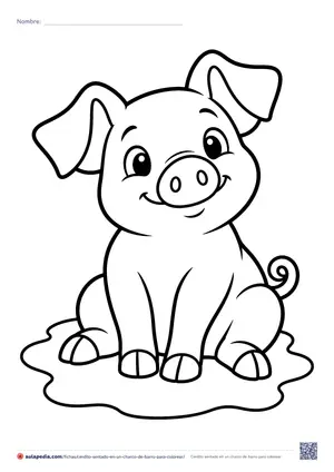 Vista previa de «Cerdito sentado en un charco de barro»