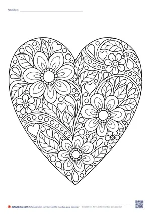 Vista previa de «Corazón con flores estilo mandala»