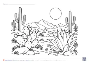Vista previa de «Desierto con cactus, nopal y maguey»