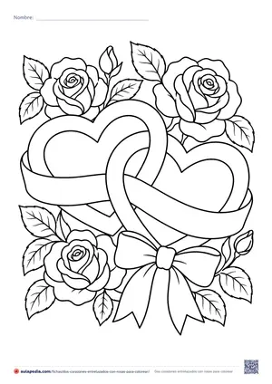 Vista previa de «Dos corazones entrelazados con rosas»