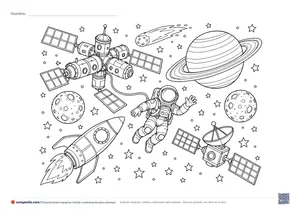 Vista previa de «Estación espacial, cohete y astronauta»
