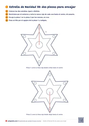 Vista previa de «Estrella de Navidad 3D: dos piezas para encajar»