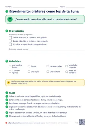 Primera hoja de la ficha «Cráteres de la Luna en una bandeja»