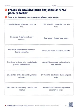 Vista previa de «Frases de Navidad para tarjetas: 24 tiras para recortar»