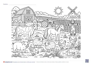 Vista previa de «Granja con animales, tractor y molino»