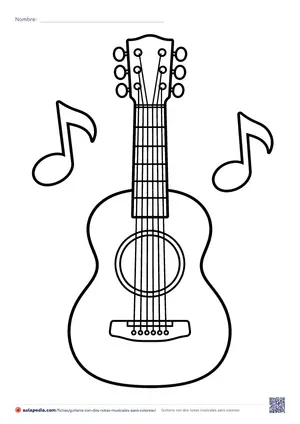 Vista previa de «Guitarra con dos notas musicales»