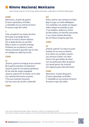 Vista previa de «Letra del Himno Nacional»