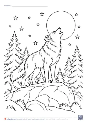 Vista previa de «Lobo aullando bajo la luna llena»