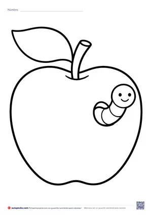 Vista previa de «Manzana con un gusanito sonriente»