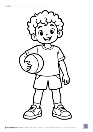 Vista previa de «Niño de pelo rizado con una pelota»