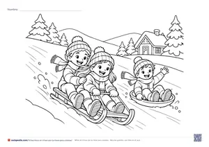 Vista previa de «Niños en trineo por la nieve»