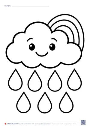 Vista previa de «Nube sonriente con siete gotas y arcoíris»