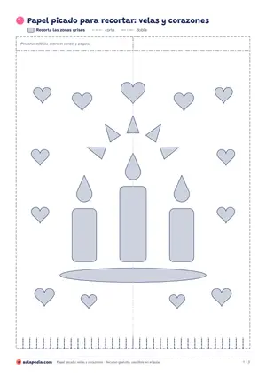 Vista previa de «Papel picado de velas y corazones»