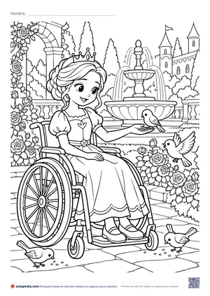 Vista previa de «Princesa en silla de ruedas con pájaros»
