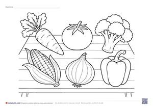 Vista previa de «Seis verduras sobre la mesa»