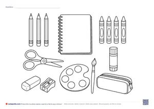 Vista previa de «Útiles escolares: lápices, crayones y tijeras»