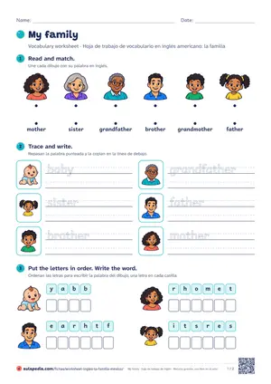 Vista previa de «My family worksheet (México)»